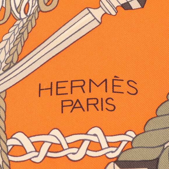 HERMES Orange Silk Scarf - Picture 6 of 8